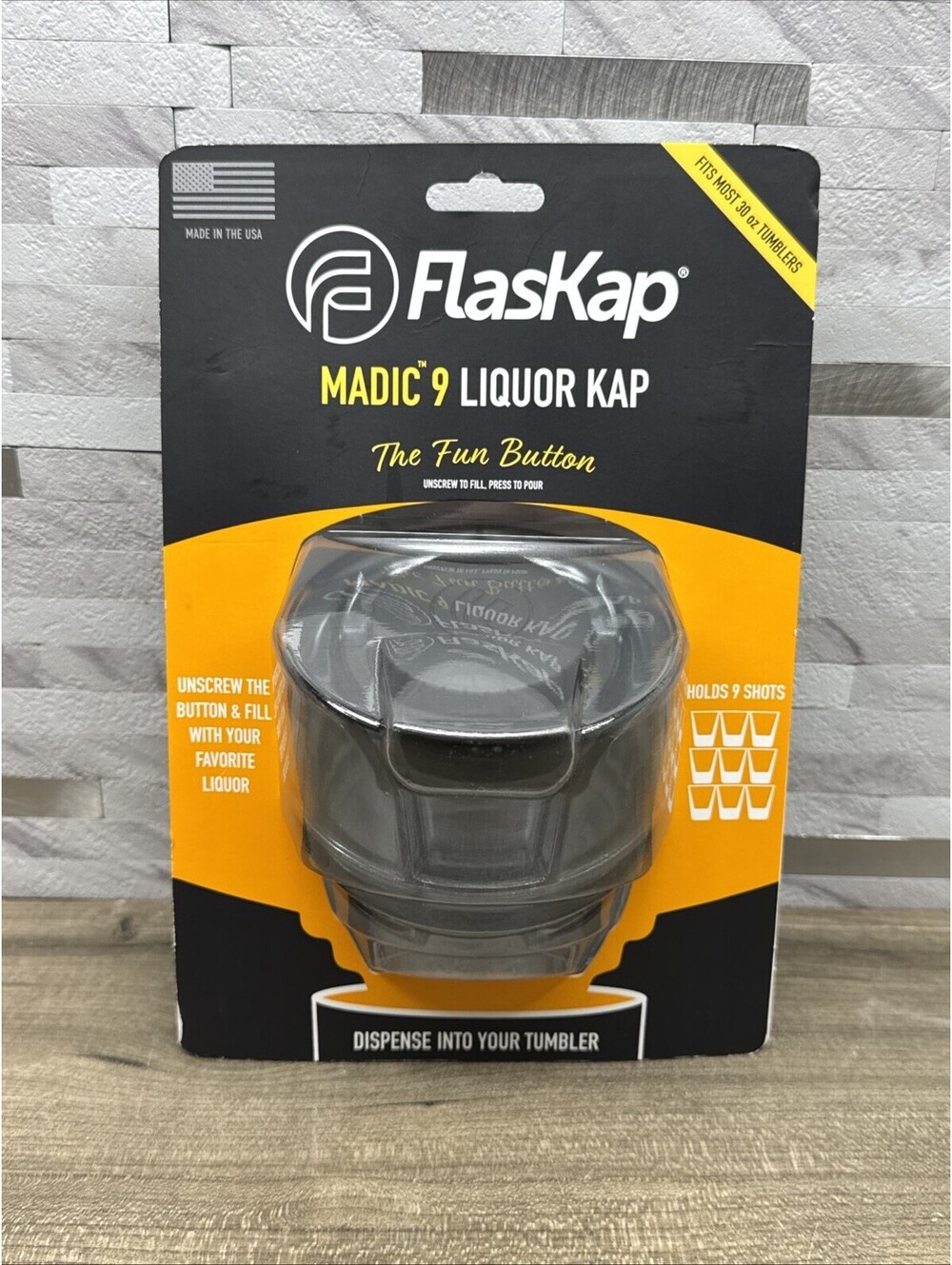 New Sealed FlasKap Madic 9 Shot Dispenser Lid for 30oz Tumblers 9oz Reservoir